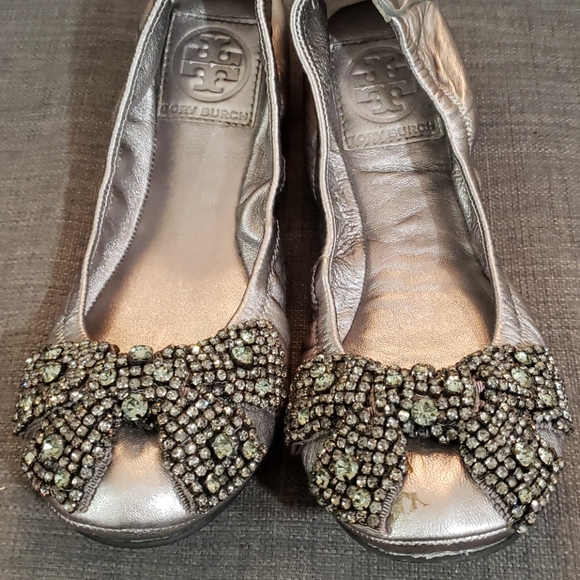 Tory Burch Eddie Rhinestone Bow Flats - Picture 3 of 5